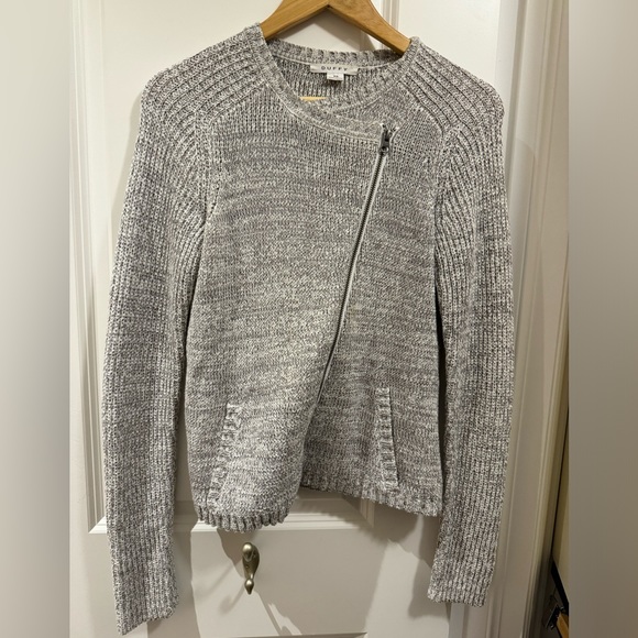 Duffy Knit Cardigan in White & Summer Grey - Picture 2 of 4